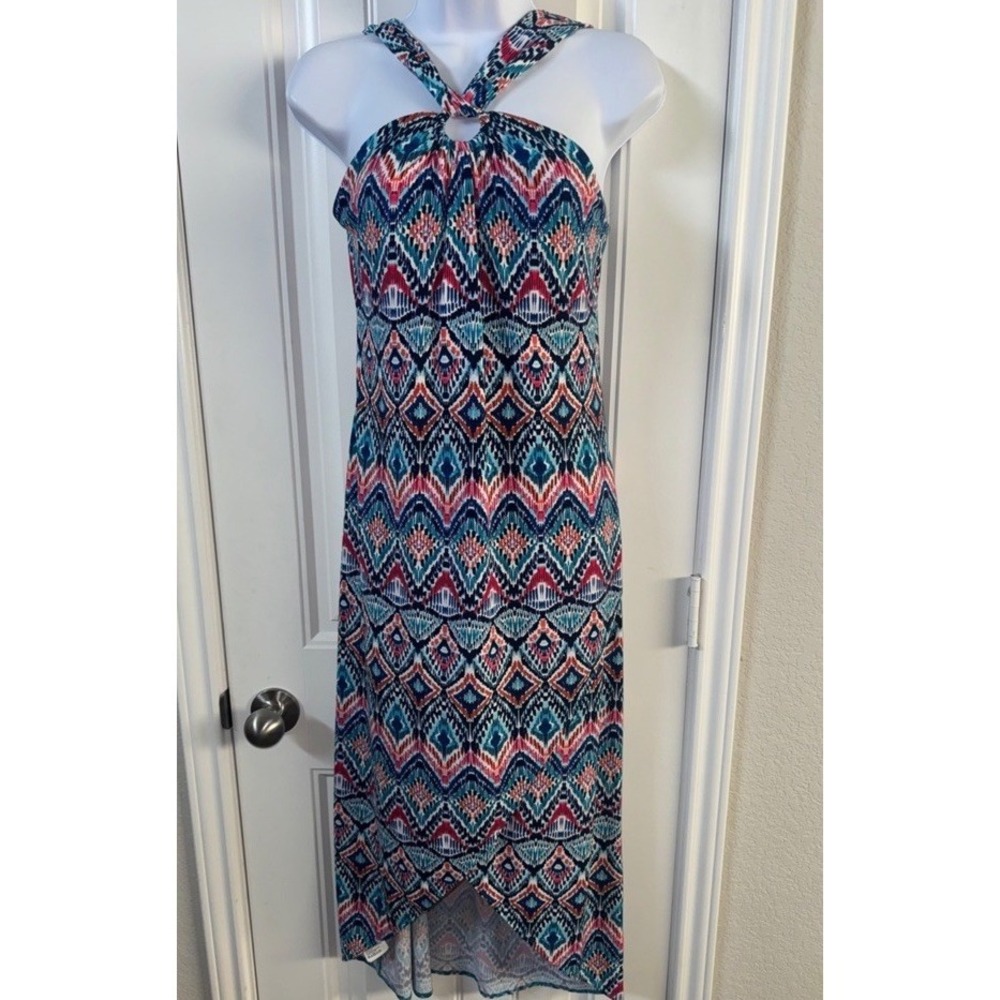 Tommy Bahama O Ring Neckline Maxi Multicolor Dress Size XS Vacation Cruise